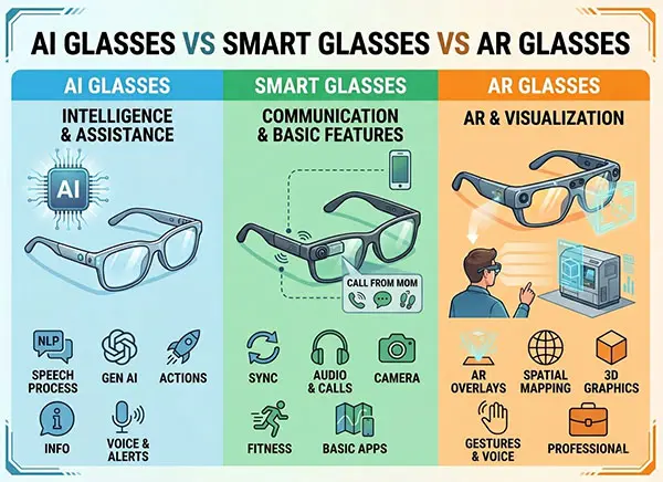 AI Glasses vs Smart Glasses vs AR Glasses